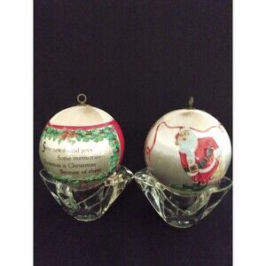 Vtg 2pc Set Of Silk Wrapped Christmas Ornaments - Holders Not Included